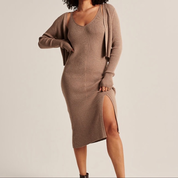 Midi sweater dress and cardigan set Clearance
